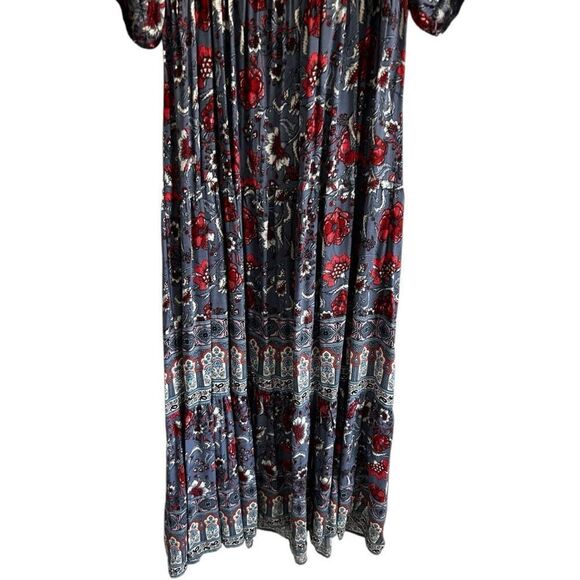 Knox Rose Sky Blue Boho Bohemian Midi Dress Size XXL Tiered Bishop Sleeve - Picture 9 of 13